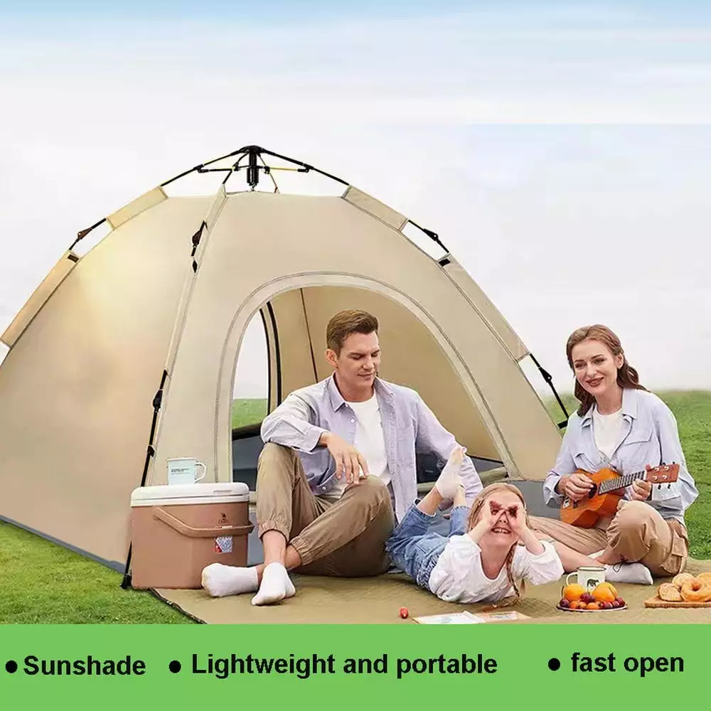 GZXS Waterproof Camping Tent 2/3/4/5 People Family Dome Tent Outdoor Camping and Hiking (Beige)