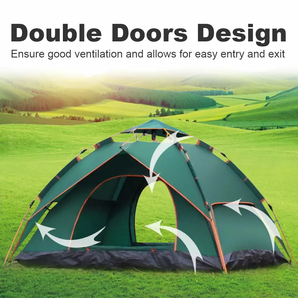 moobody Instant Pop Up Tent 3-4 Person Automatic Camping Tent Dome Tent Double Layer Waterproof Family Tent Outdoor Advent...