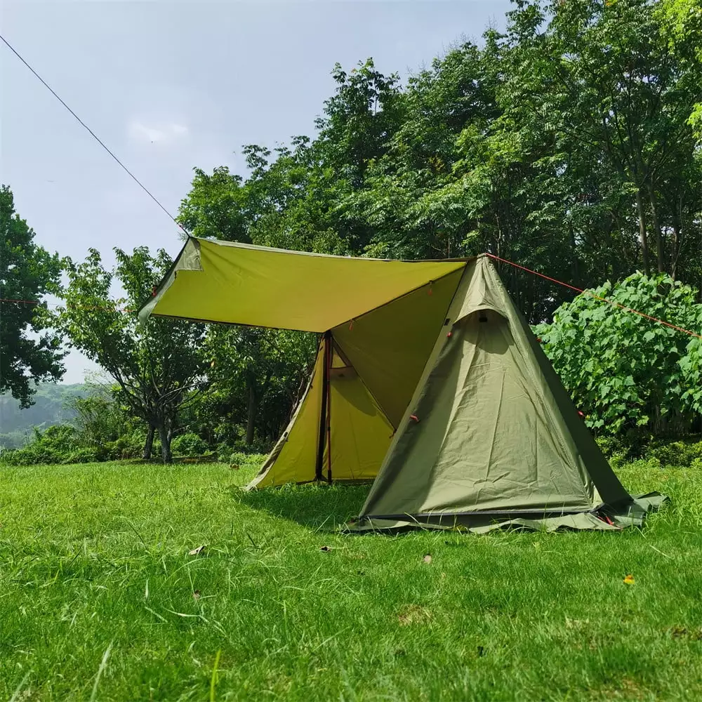 3 People Waterproof Pyramid Tent Portable Shelter Outdoor Adventures