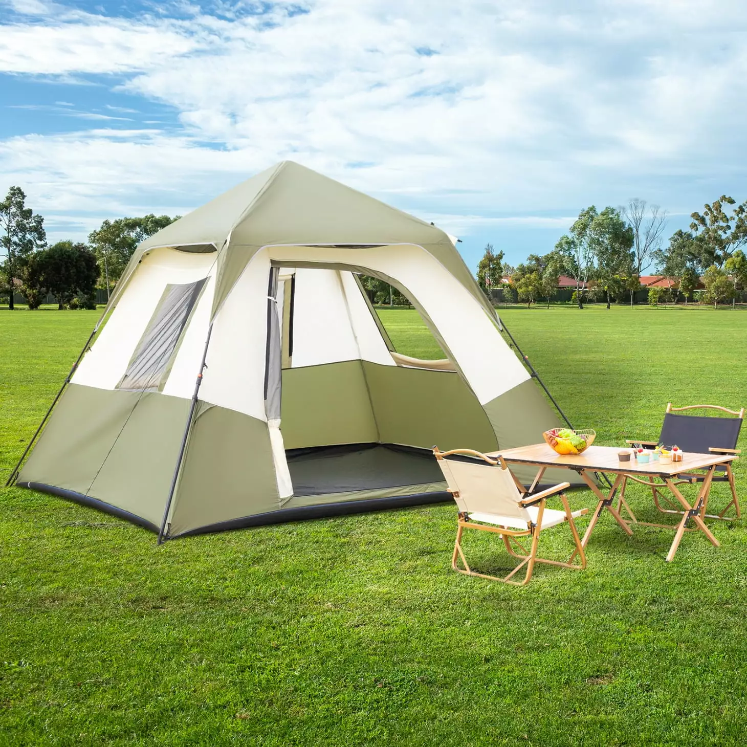 6 Person Instant Cabin Camping Tent Setup 60 Seconds Rainfly and Upgraded Ventilation 120