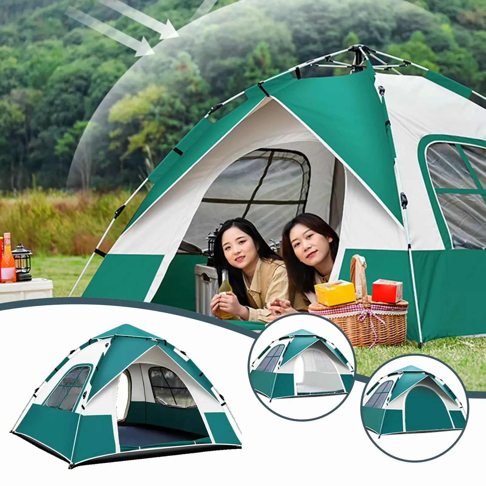 PTJKU Automatic Full Set Outdoor Tent Rainproof Sun Protection Picnic and Camping Free