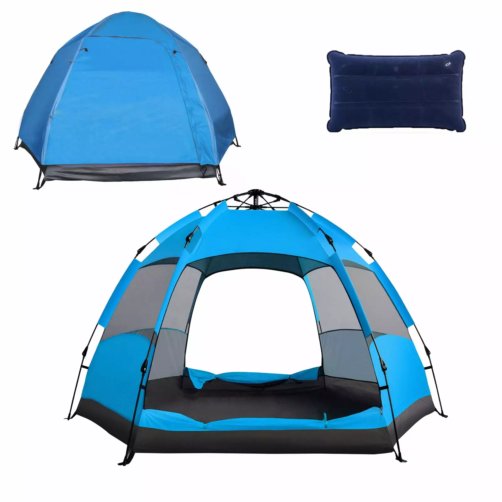 TOPCHANCES Outdoor Camping Tent 3-4 Person Automatic Pop Up Instant Tent Rainproof Cover and Inflatable Pillow