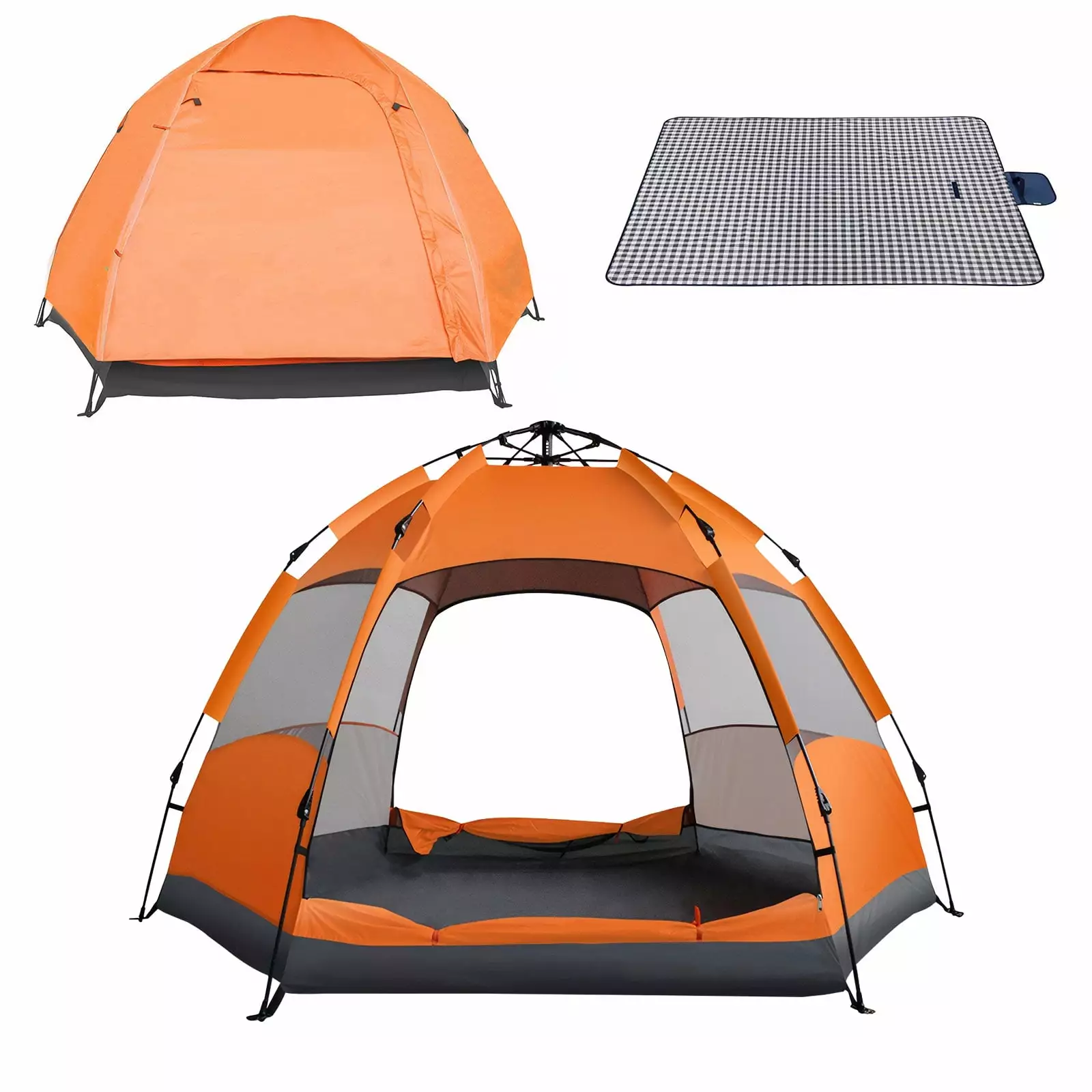 TOPCHANCES 3-4 Person Automatic Pop Up Camping Tent Rainproof Cover and Picnic Mat