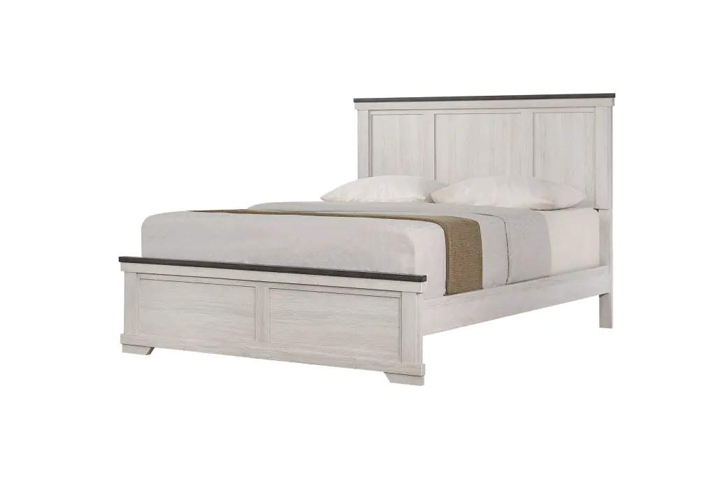 Farmhouse Rustic Style Antique White & Brown Full Dimensions Panel 1Pc Bed kanepe