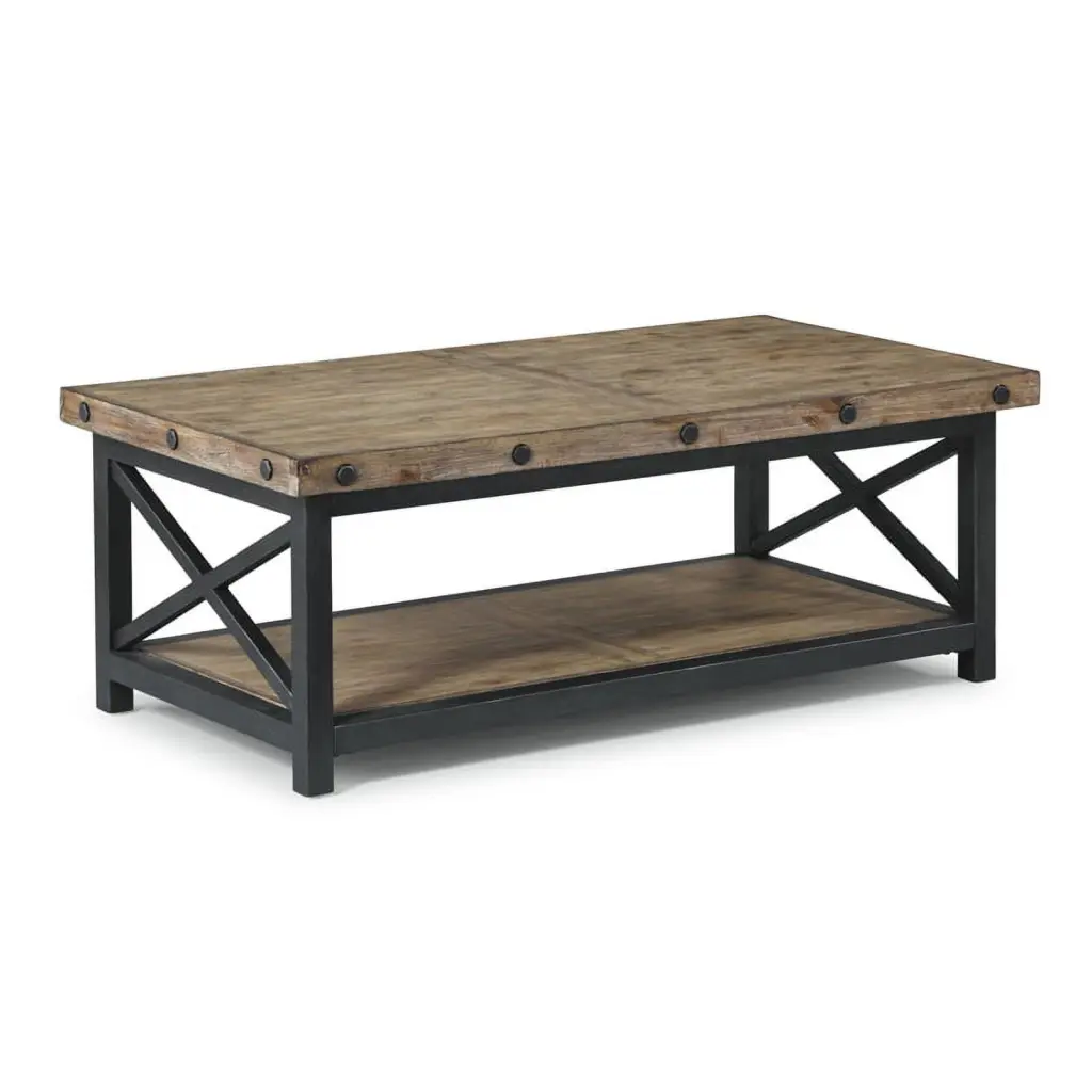 Bowery Hill Farmhouse Carpenter Brown Rectangular Coffee Table Rustic Finish