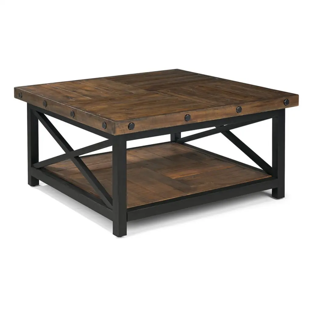 Bowery Hill Square Farmhouse Wood Coffee Table Rustic Brown