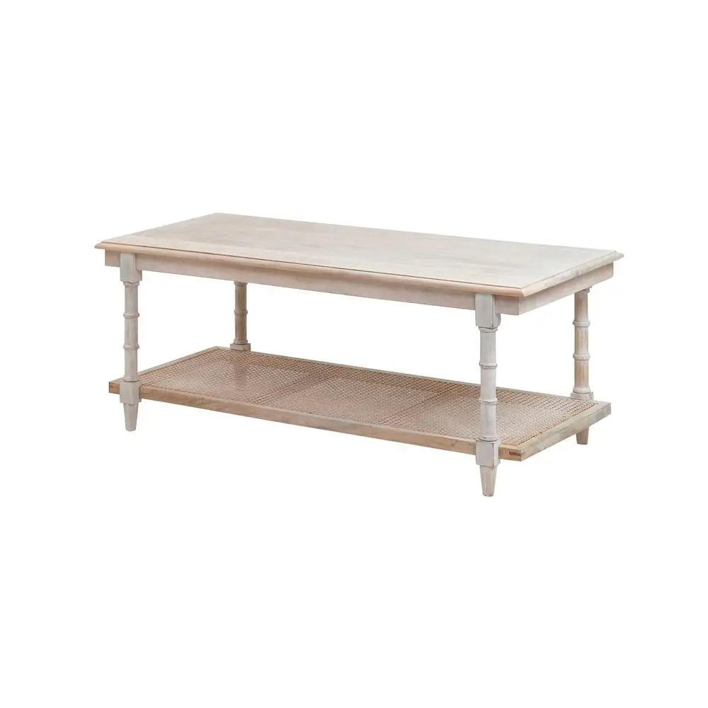 Carolina Classics Chesterfield Wood Cane Coffee Table Whitewash Farmhouse Style Carolina Classic Furniture
