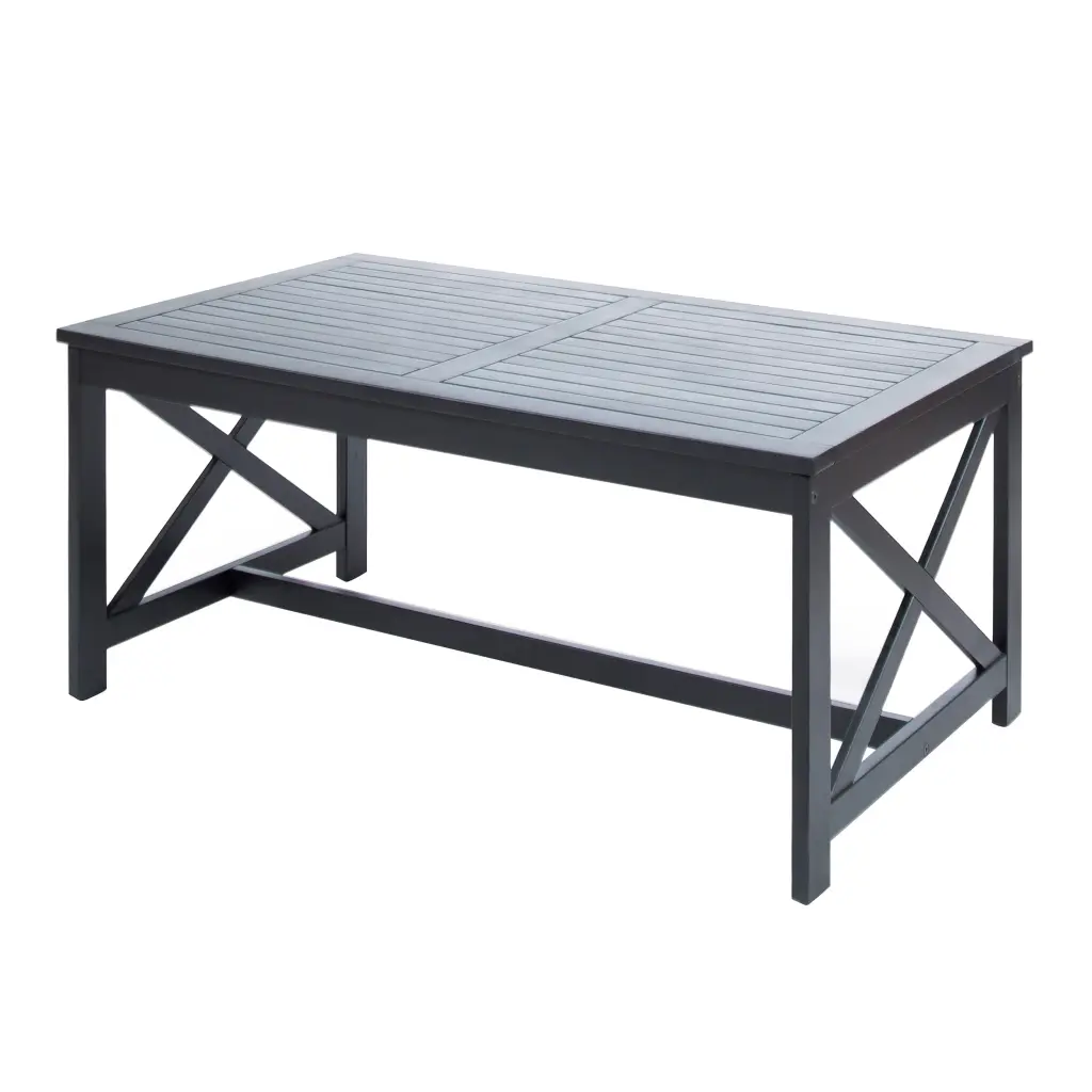 GDF Studio Moher Indoor Outdoor Farmhouse Acacia Wood Coffee Table Black GDFSTUDIO