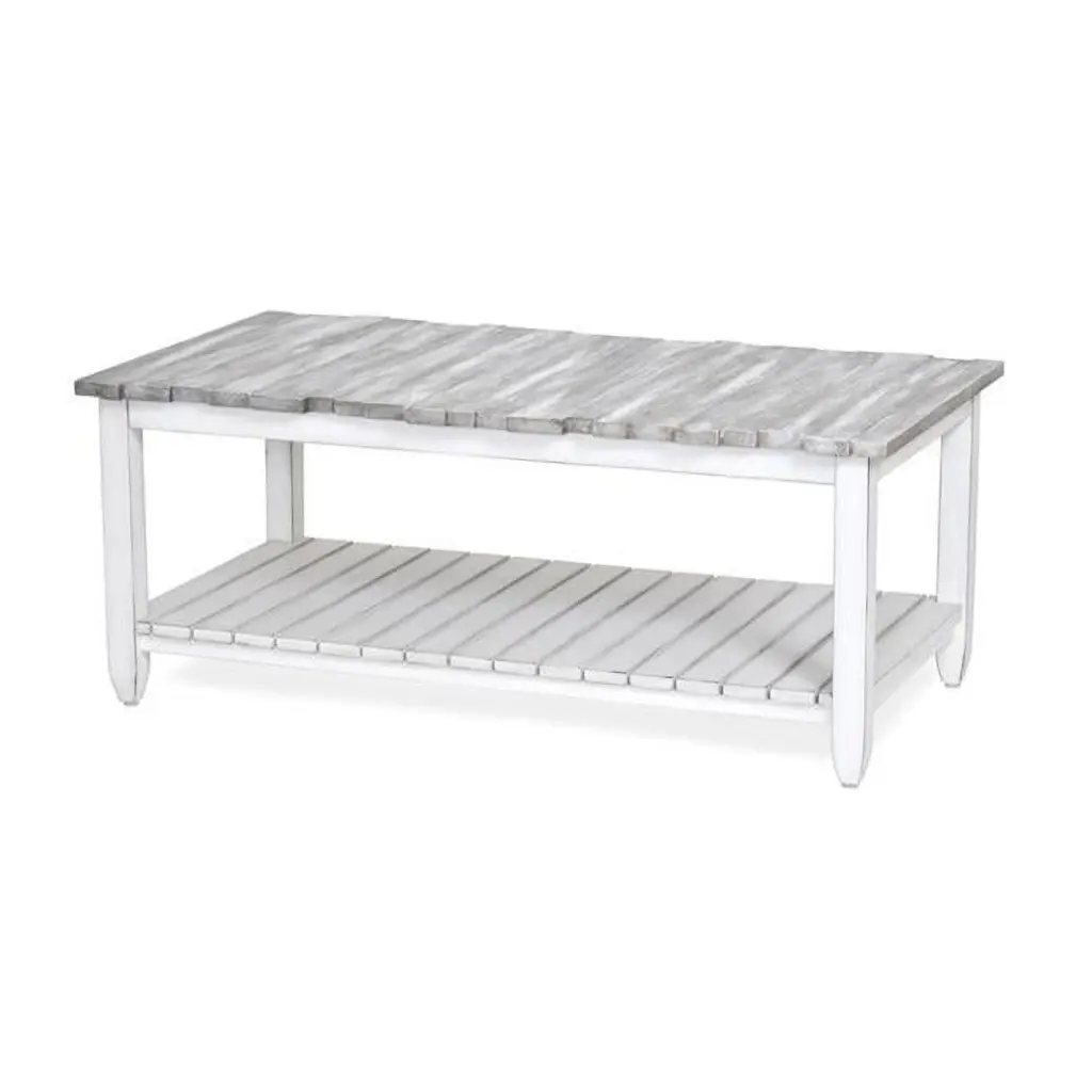 Sea Winds Picket Fence Coffee Table 18 x 45 x 24 Gray and White