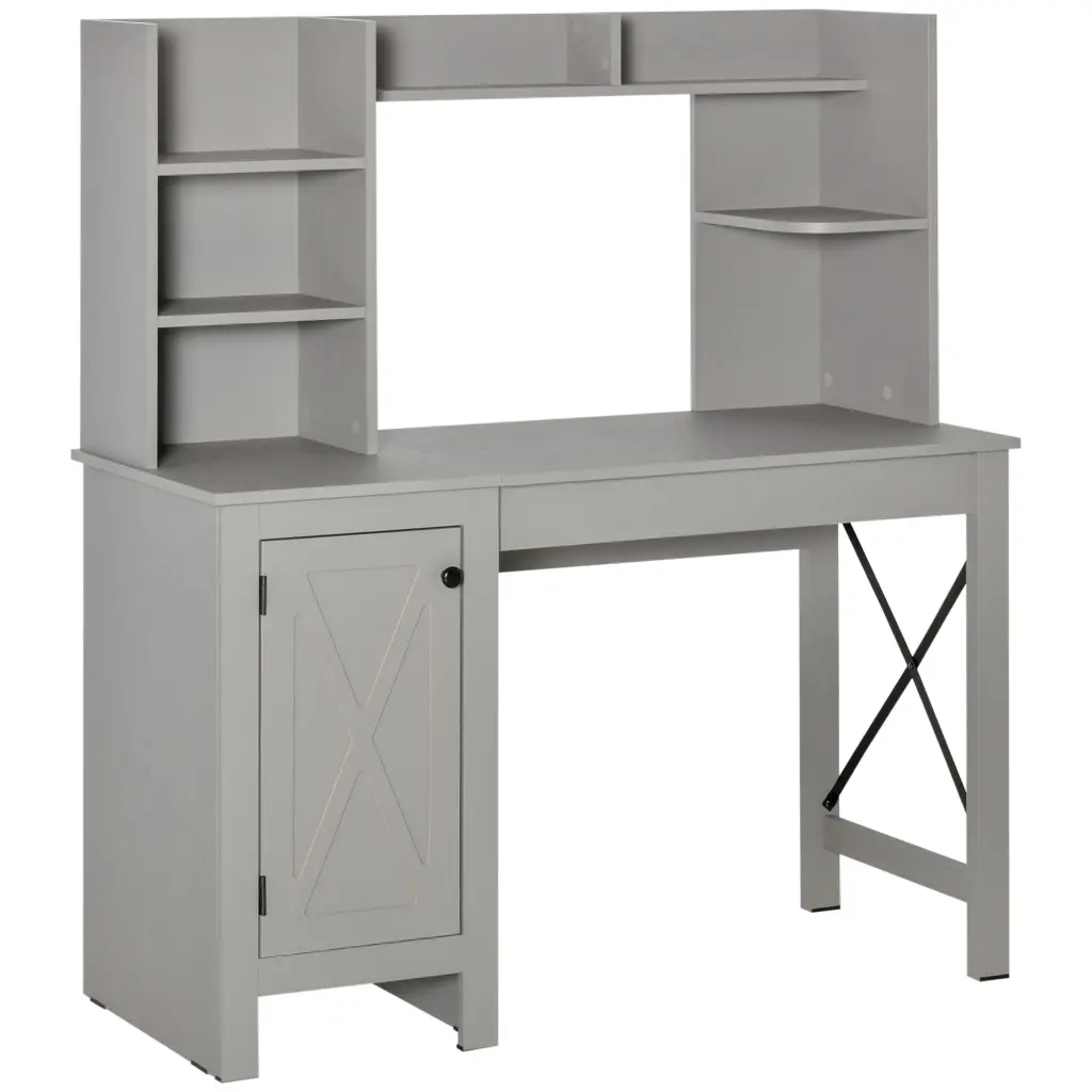 Homcom Farmhouse Computer Desk Hutch and Cabinet Home Office Desk aosom business