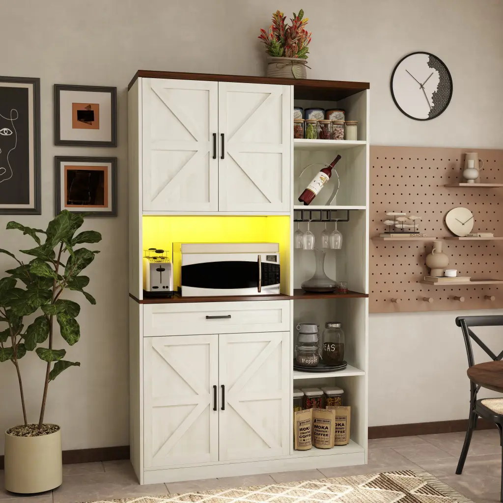 70.87 Inch Multifunctional Farmhouse Kitchen Pantry Sideboard Cabinets wonderland