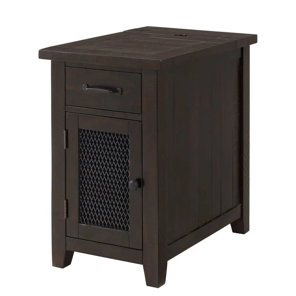 Bowery Hill Farmhouse Solid Wood Chairside Table Power Espresso