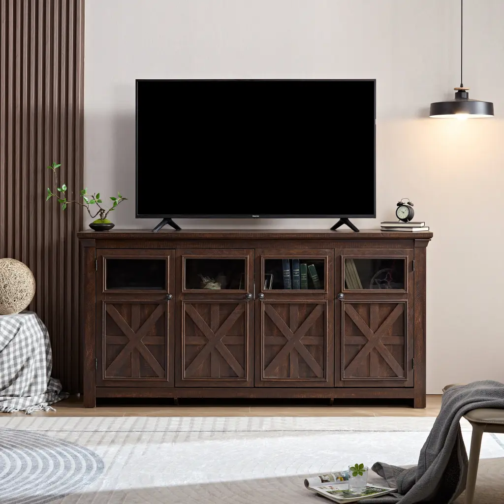 Farmhouse Sideboard Buffet Cabinet 4 Doors Storage Kitchen Dining Room yilong furniture