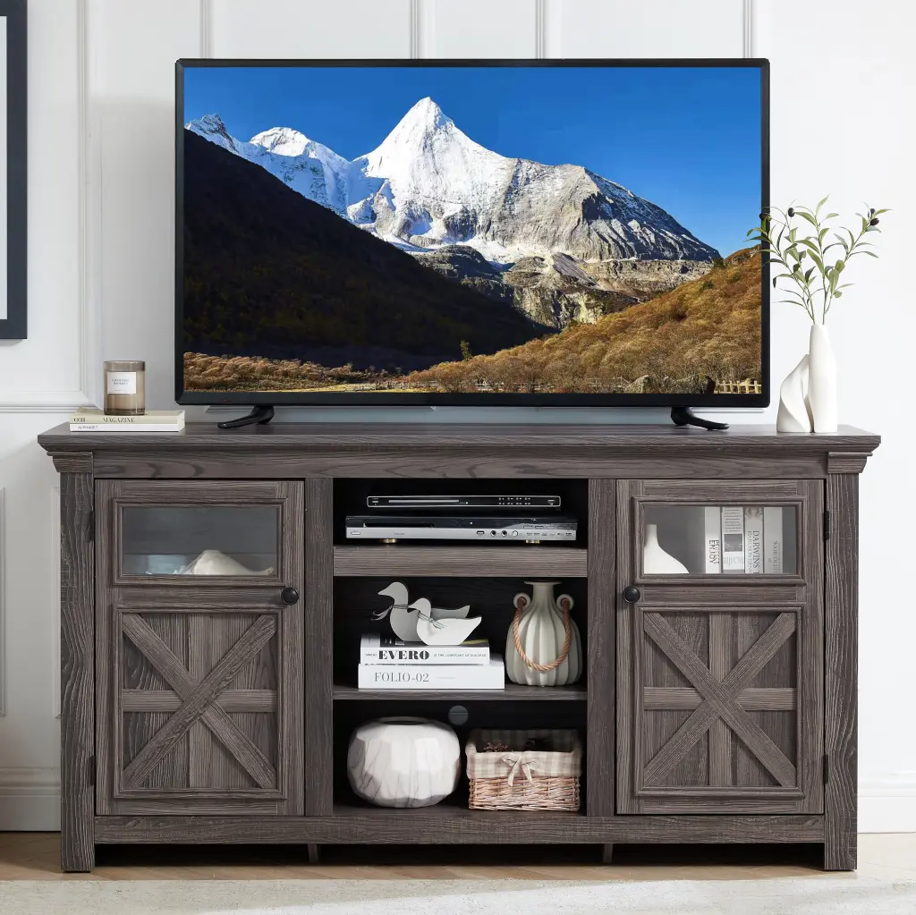 2 Door Farmhouse Cabinet TV Stand Barn Design Modern rnb