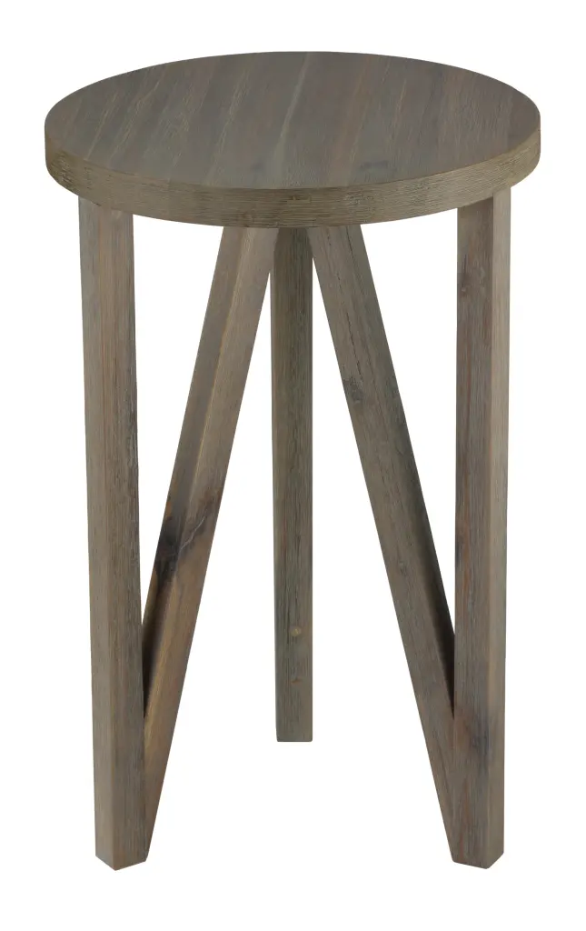 Cortesi Home Tobin Accent Table Solid Wood Farmhouse Grey Finish 15 Round