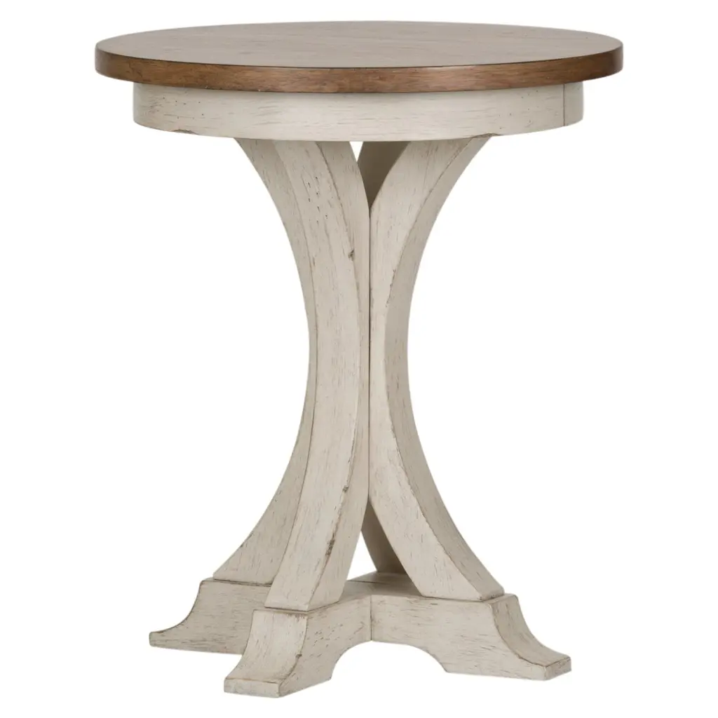 Farmhouse Reimagined White Round Chair Side Table Liberty Furniture