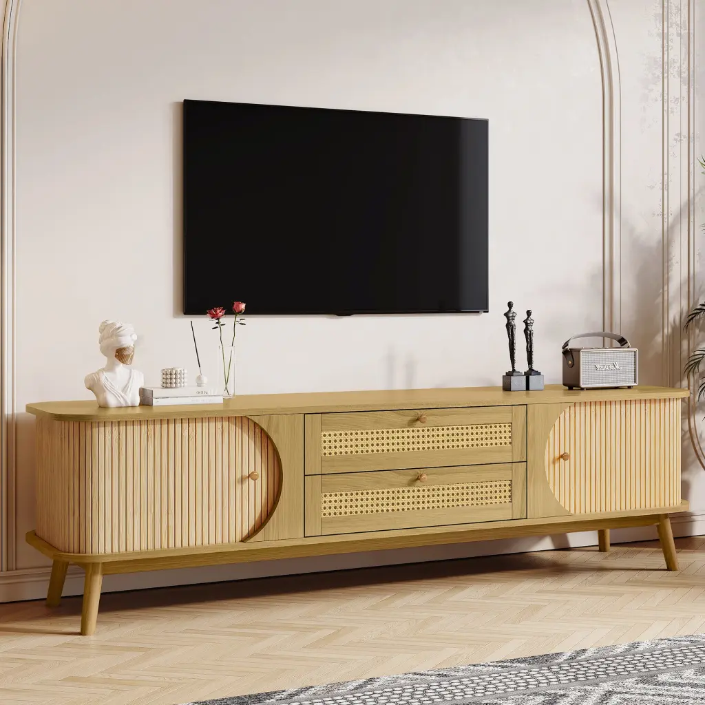 Rattan TV Stand TVs up to 75 Inches Modern Farmhouse Media Console mrs