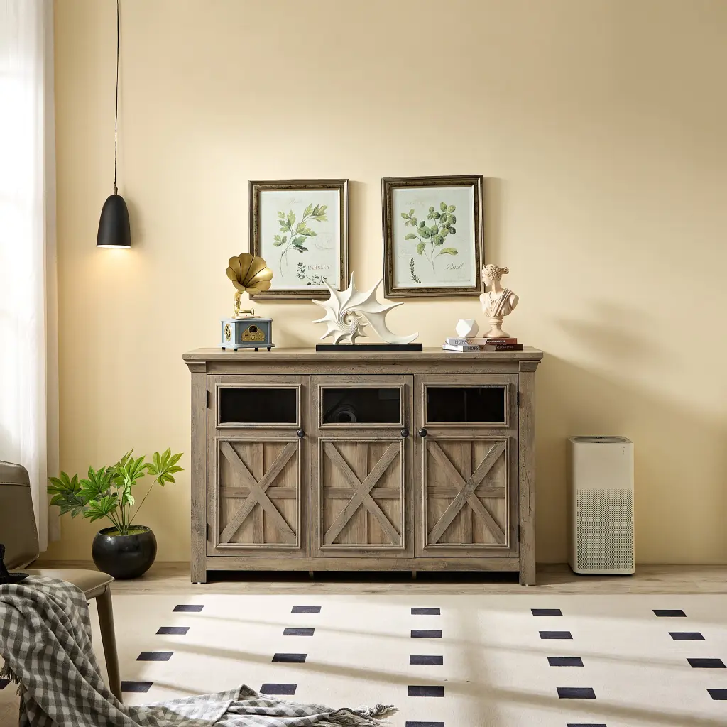 Farmhouse Sideboard Buffet Cabinet 3 Doors Kitchen Storage yilong furniture