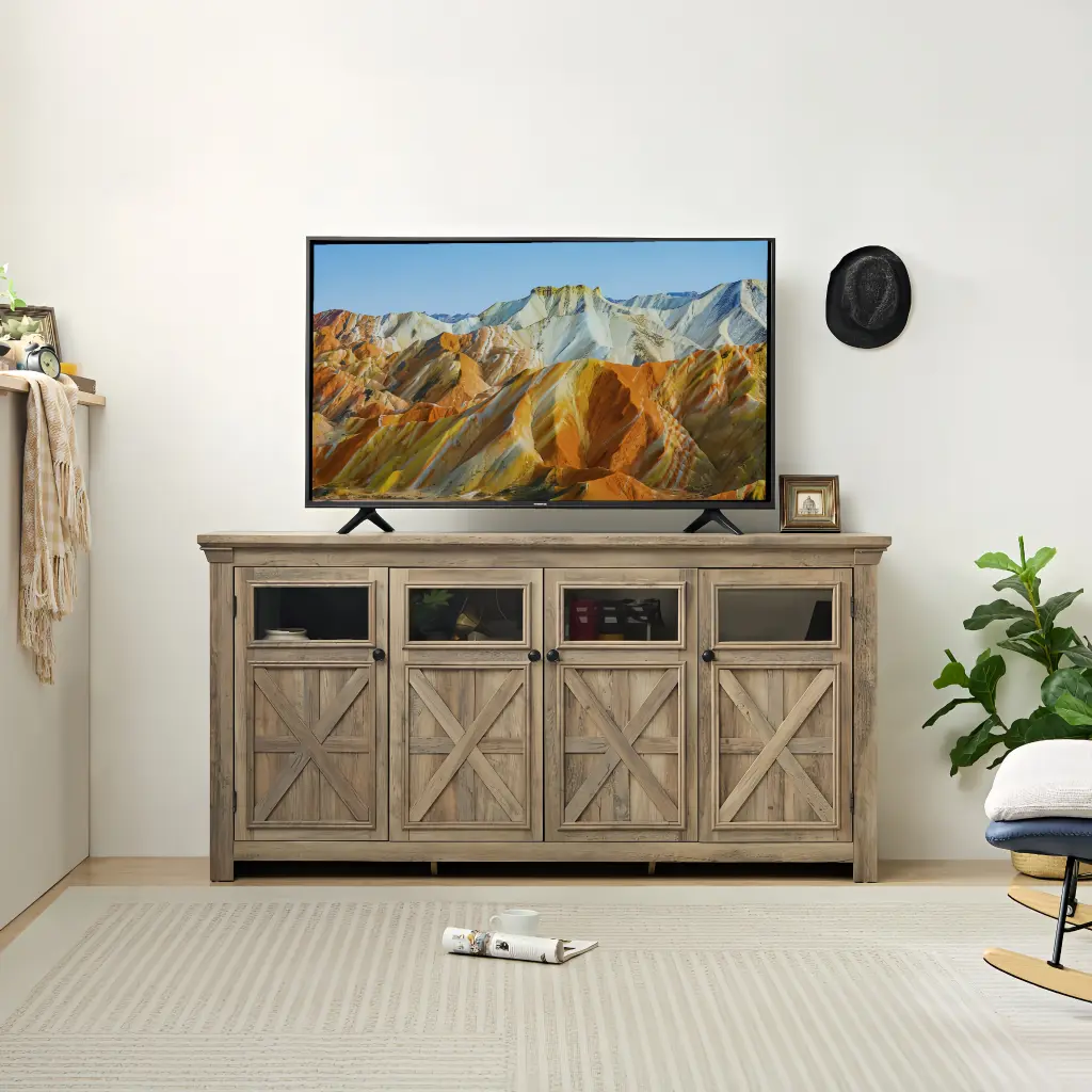 Farmhouse Sideboard Buffet Cabinet Storage 4 Doors Kitchen Furniture yilong furniture