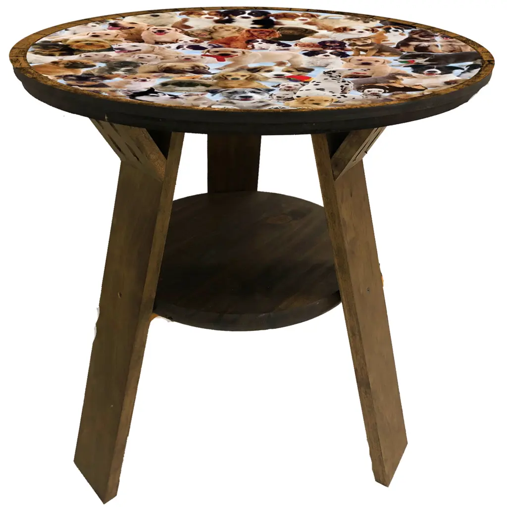 Cute Puppies End Table Rustic Farmhouse Accent Table Shelf 22 Inches Tall Craft Bar Signs