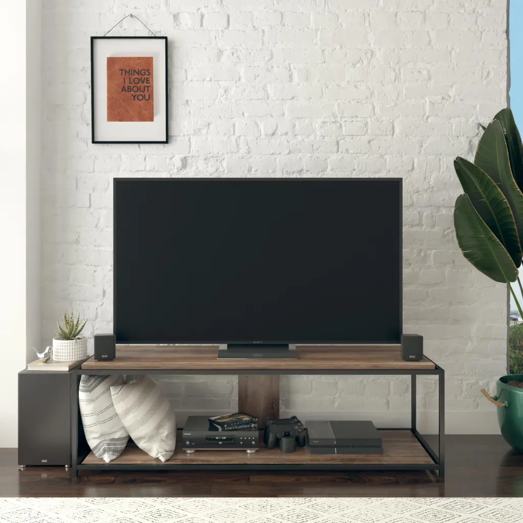 Ameriwood Home Fayette TV Stand 65 Inch TVs Weathered Oak Entertainment Center