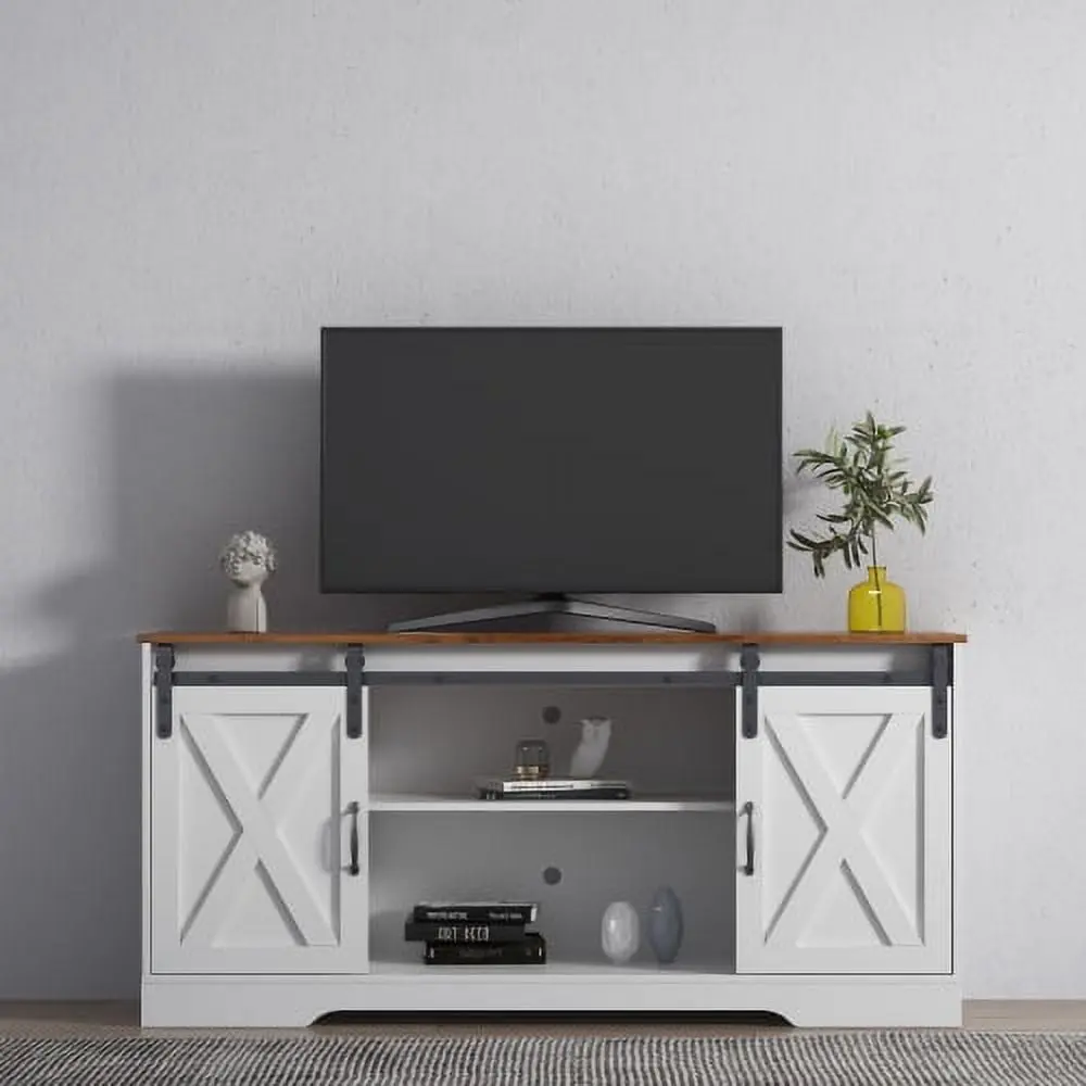 Kacho Sliding Barn Door TV Stand Farmhouse Entertainment Center 65 Inch TVs
