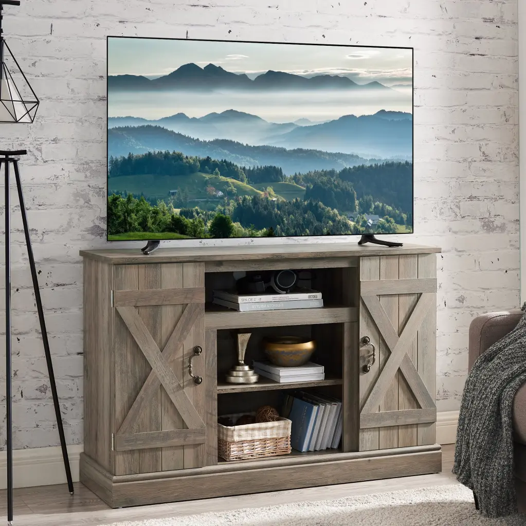 Modstyle Farmhouse TV Stand 55 inch TV Entertainment Center Console Storage