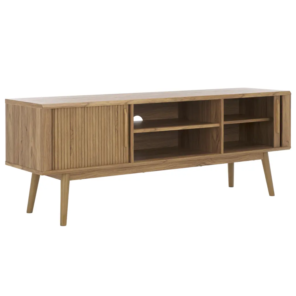 SAFAVIEH Aphra Farmhouse 2 Door 2 Shelf Rectangle Media Stand Oak - 59 Inch Wide