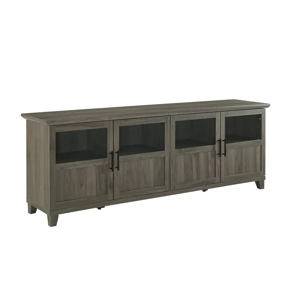 Walker Edison Farmhouse 4 Door Slate Grey TV Stand TVs Up to 78 Inches