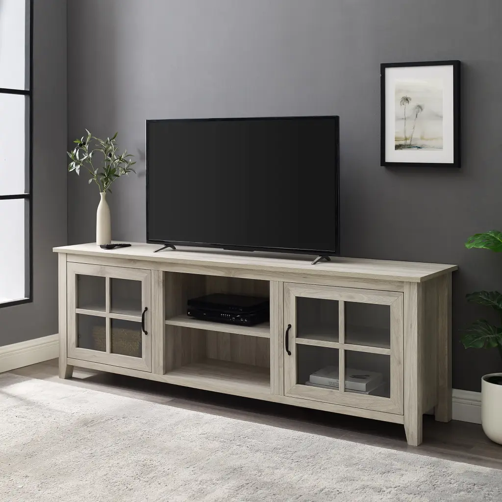 Walker Edison Modern Farmhouse TV Stand TVs up to 80 Birch