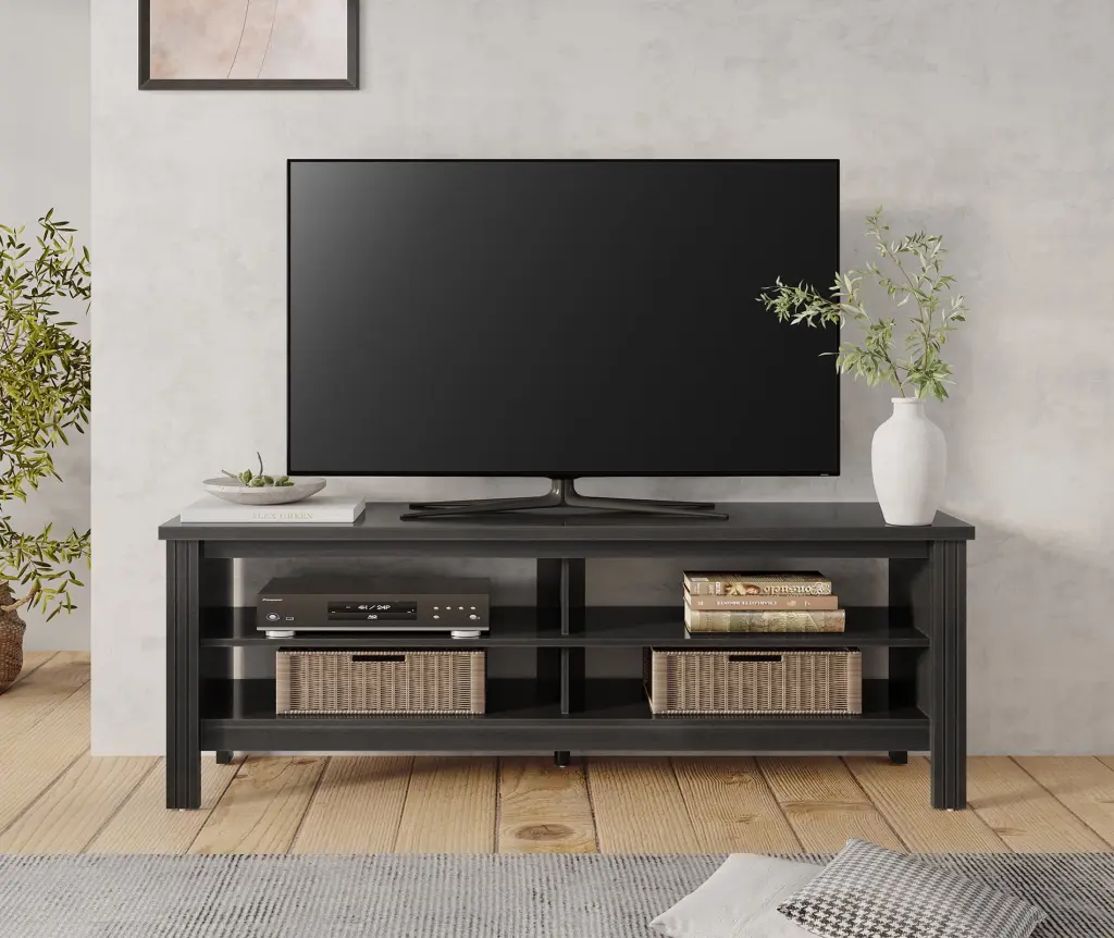 Farmhouse TV Stand 65 Inch TV Black Entertainment Center Media Console Bedroom Living Room Wampat