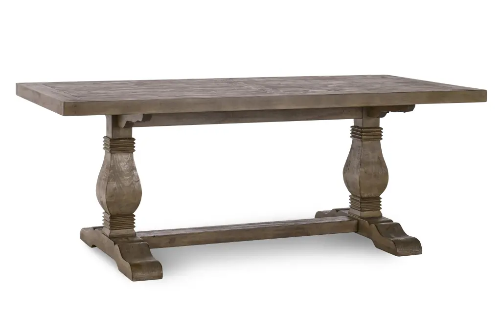 Caleb 78 Inch Dining Table Distressed Brown Antique Pine Wood classic home