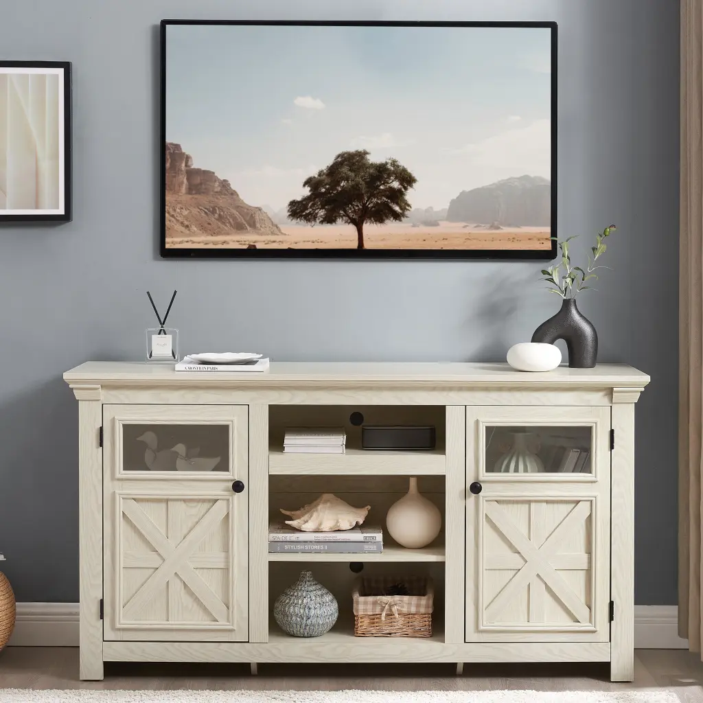 2 Doors Farmhouse Cabinet Barn Design TV Stand rnb