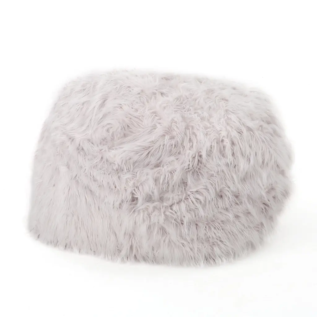 Mahin 5 Foot Rounded Faux Fur Bean Bag Lavender bazar