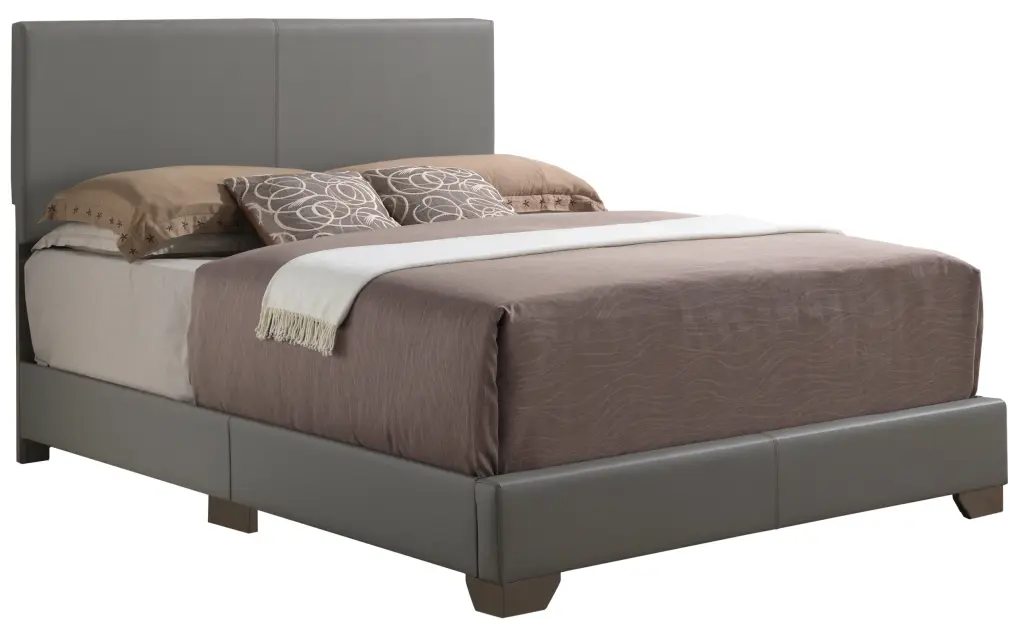 Aaron G1805 Full Bed Light Grey Twin Foam Faux Leather glory furniture