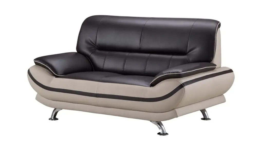 Faux Leather Upholstered Wooden Loveseat Pillow Top Armrest Black Sofa royal hampton