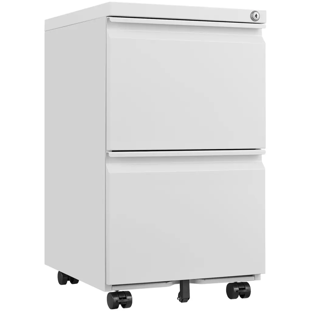 Metal 2 Drawer Mobile File Cabinet Lock Under Desk Office Storage euloong furniture