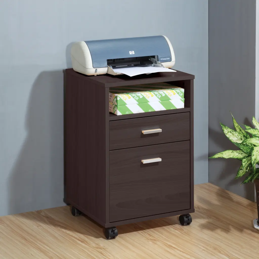 Mobile File Cabinet Two Drawers and One Shelf Printer Stand Rolling Storage id international- inc.