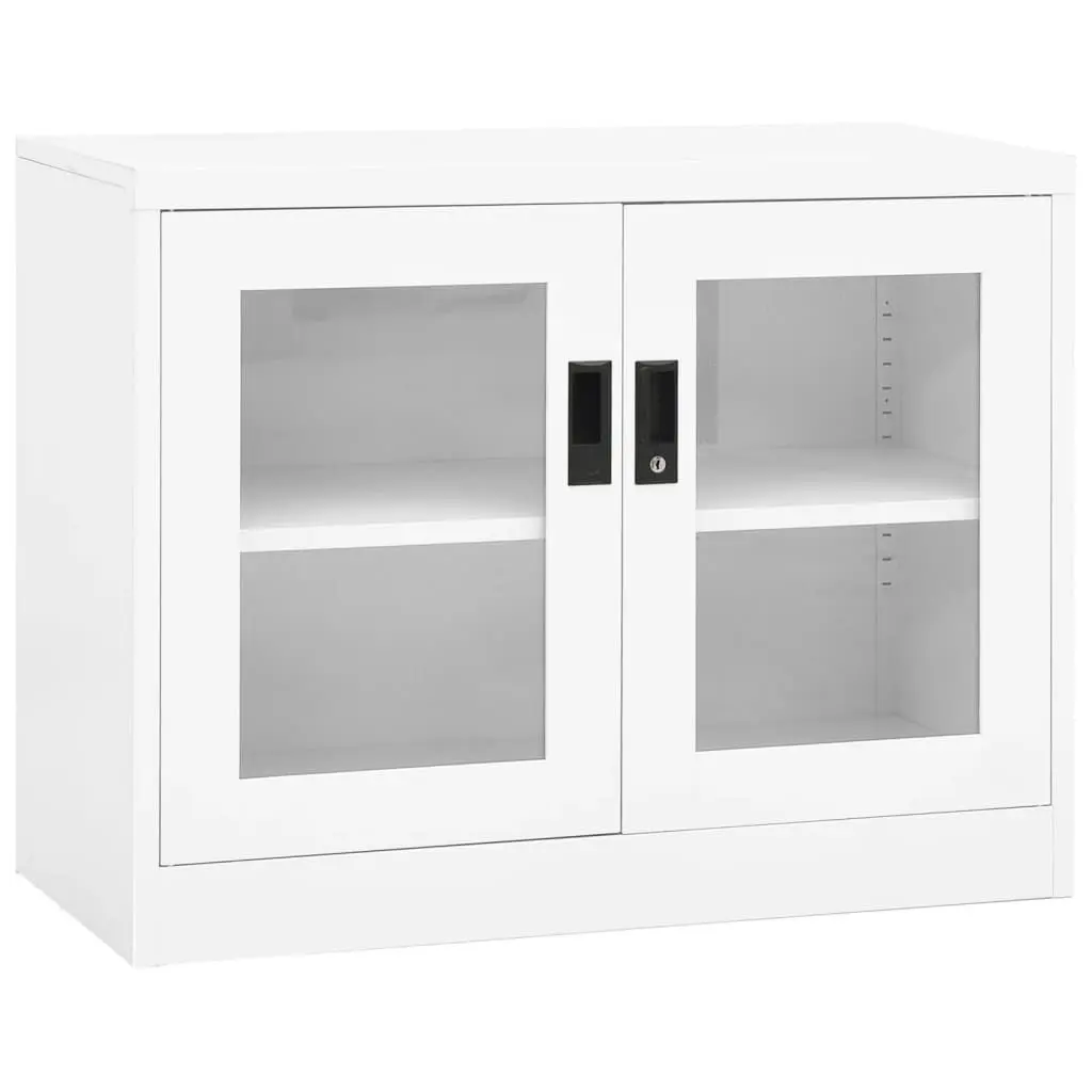 Office Cabinet White 35.4x15.7x27.6 Inches Steel Compact Storage