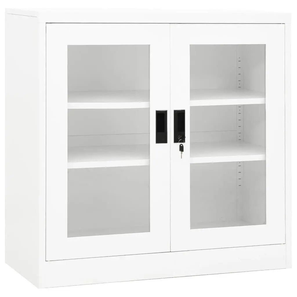 Office Cabinet White 35.4x15.7x35.4 Inches Steel Medium Storage
