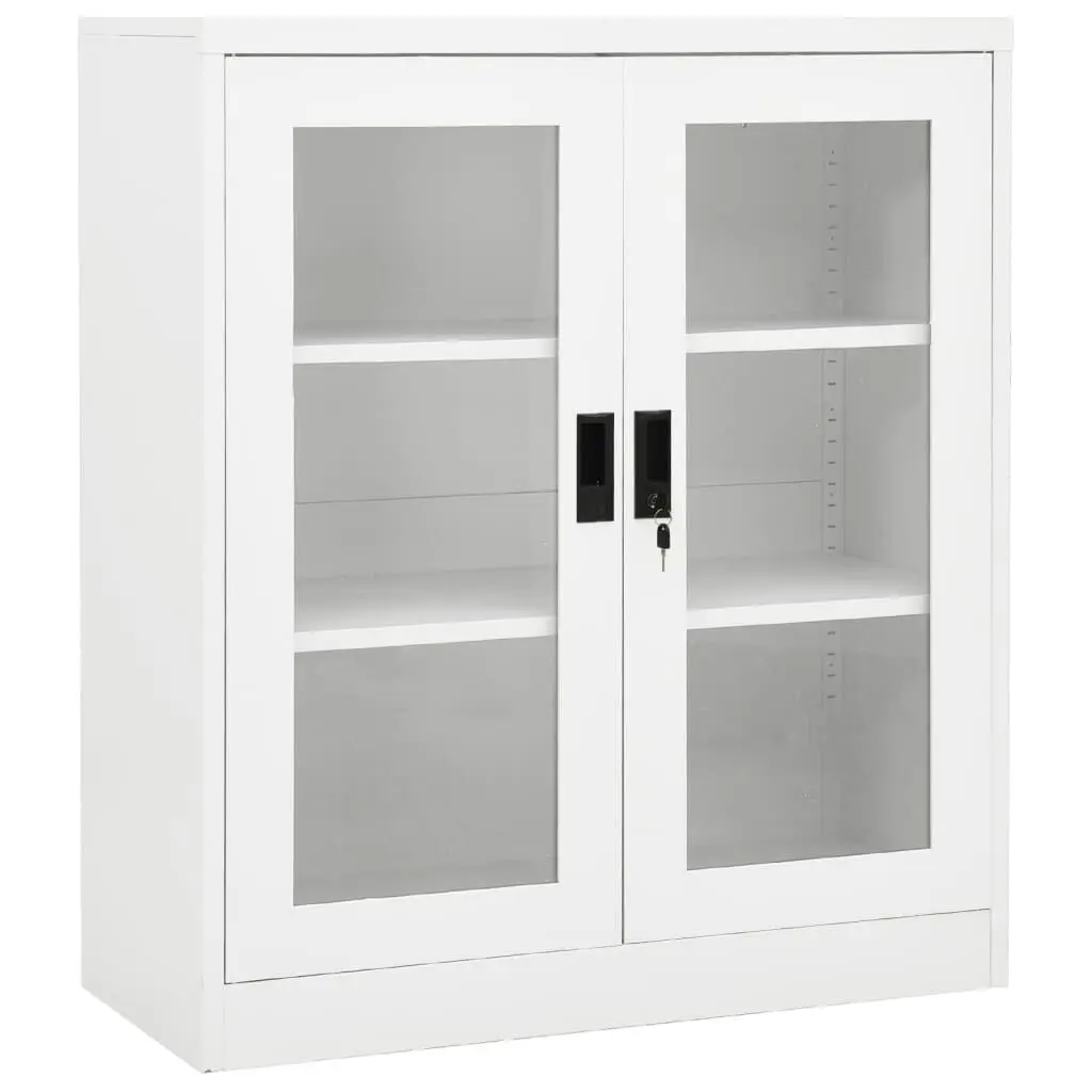 Office Cabinet White 35.4x15.7x41.3 Inches Steel Filing Storage