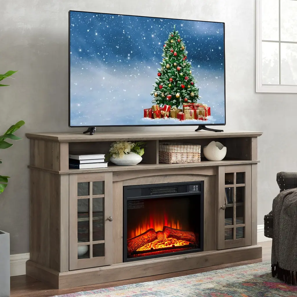 Fireplace TV Stand TVs up to 65 inch 23 Electric Fireplace Gray Augabam