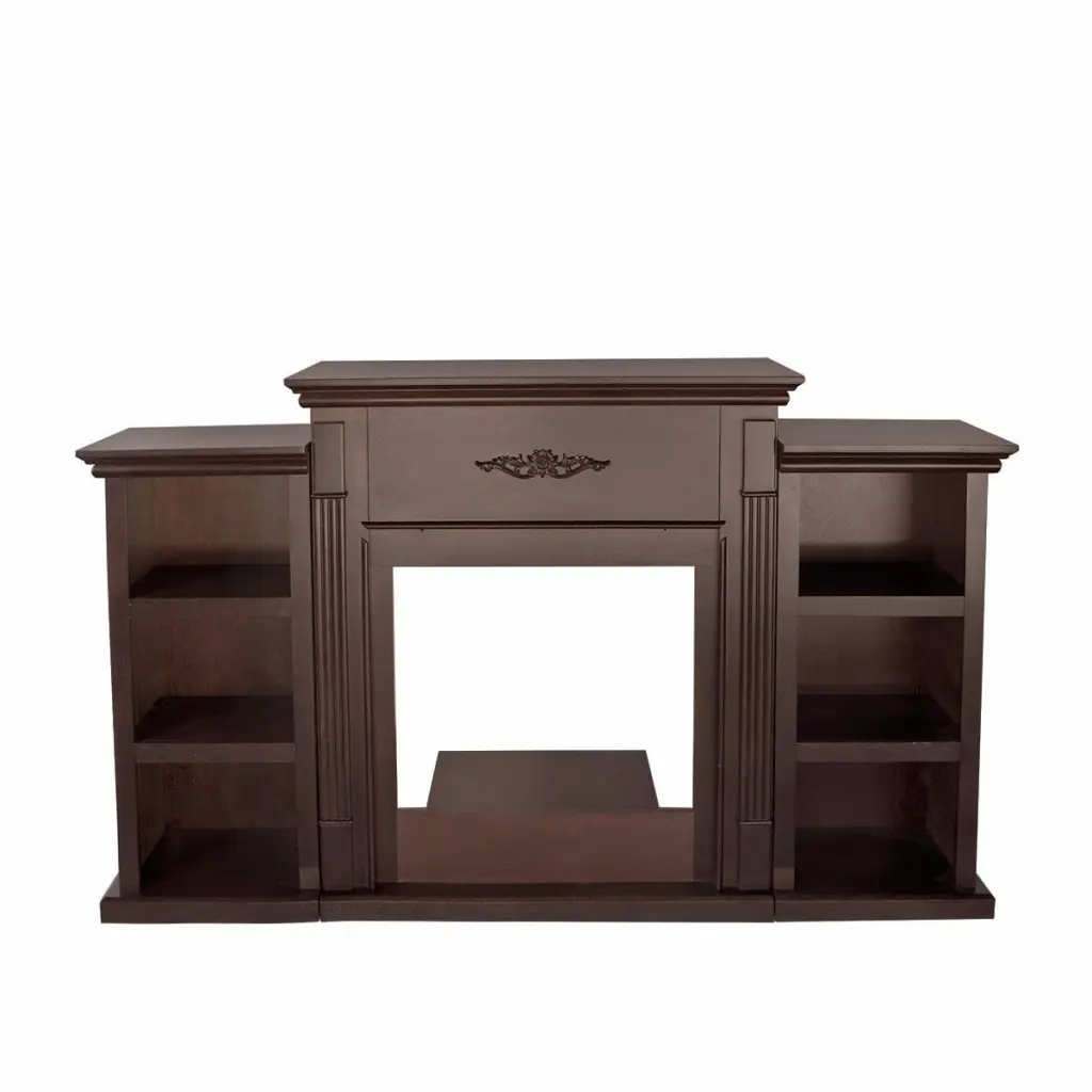 Barton 70 Media Mantel TV Stand Insert Fireplace Bookcases Shelf Espresso