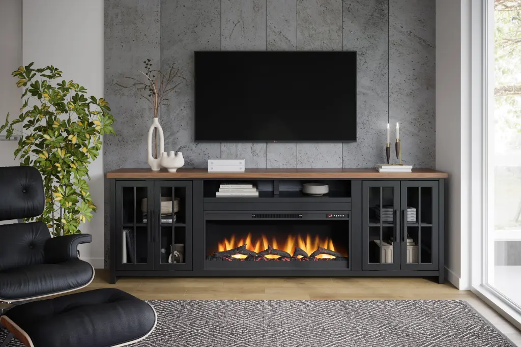 Essex 97 Inch Fireplace Tv Stand Console Tvs Up To 100 Inches Minimalist Design bridgevine home