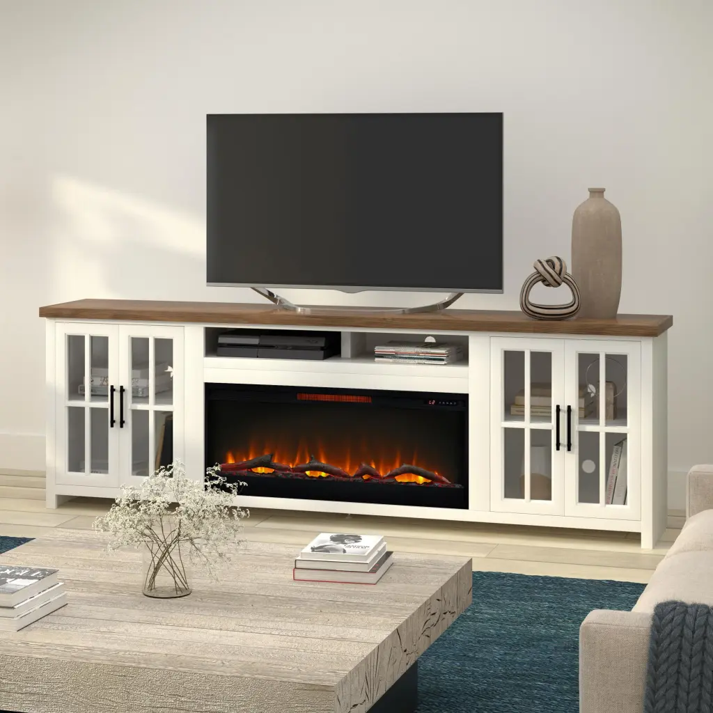 Hampton 97 Inch Fireplace TV Stand Console TVs Up to 100 Inches bridgevine home