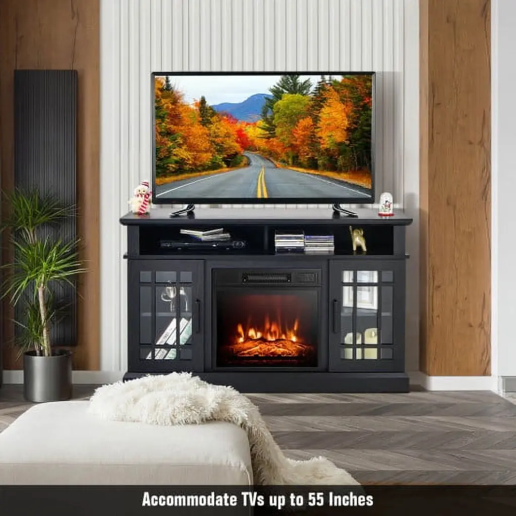 48 Inch Electric Fireplace TV Stand Cabinets 55 Inch TVs CostwayINC