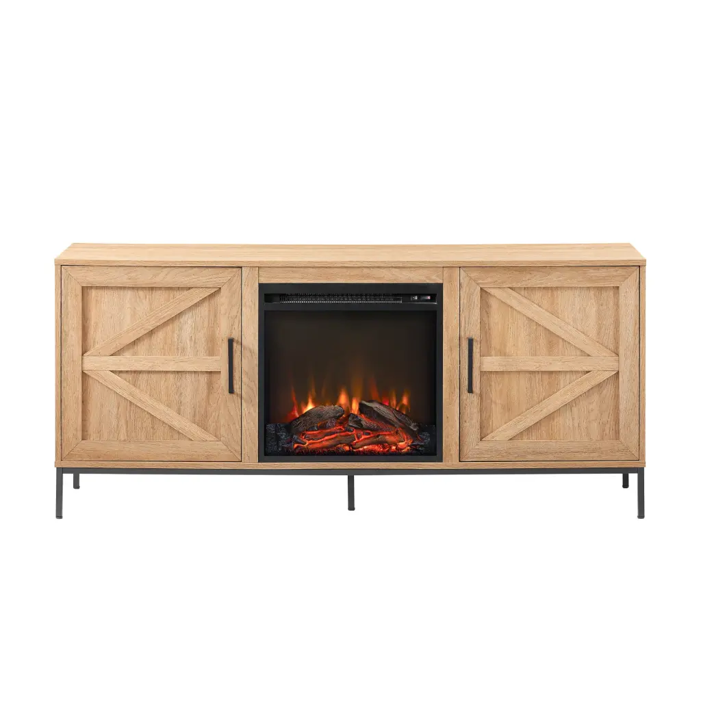 Modern Farmhouse Barn Door Fireplace TV Stand TVs Up To 65 Inches walker edison