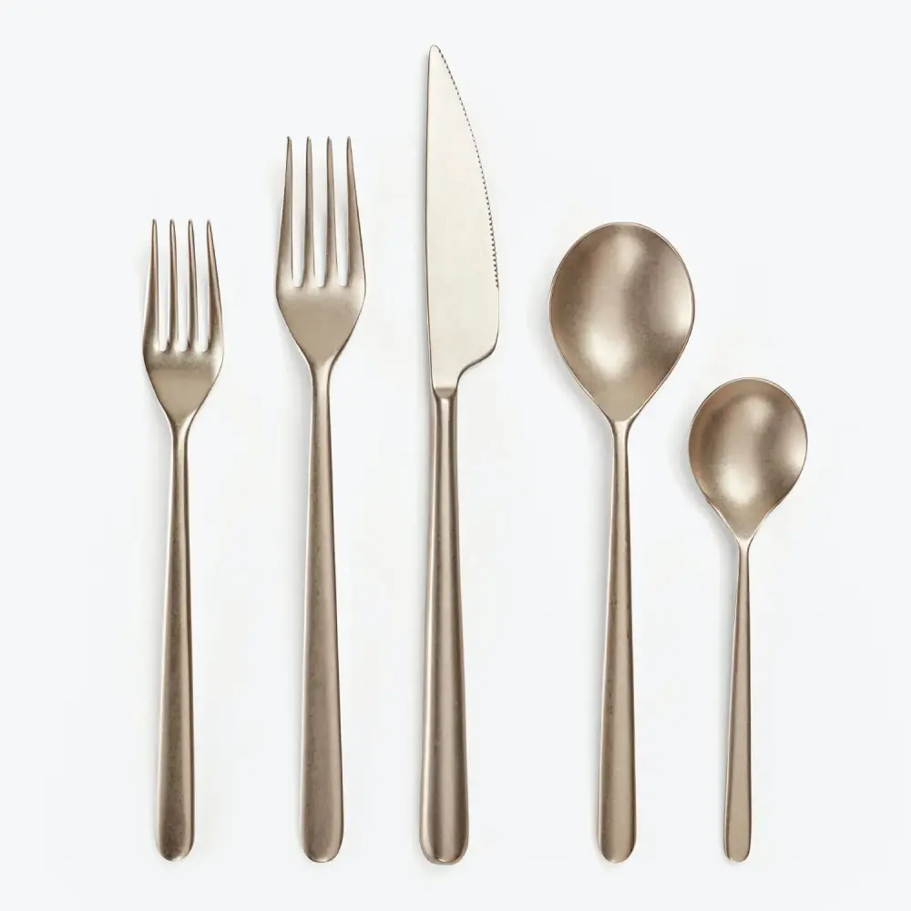 Linea Flatware 5 Piece Adjust, Pewter Finish