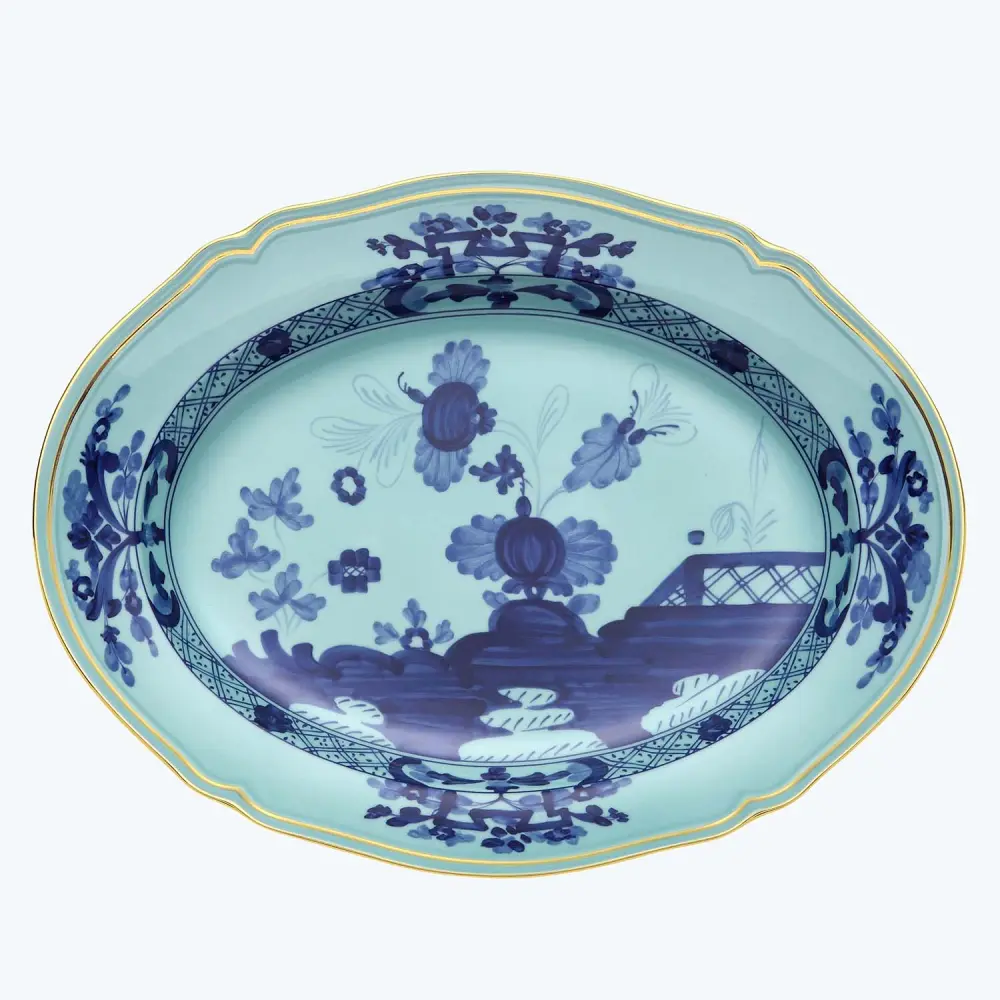 Oriente Iris Amber Oval Flat Platter - Dishwasher Safe