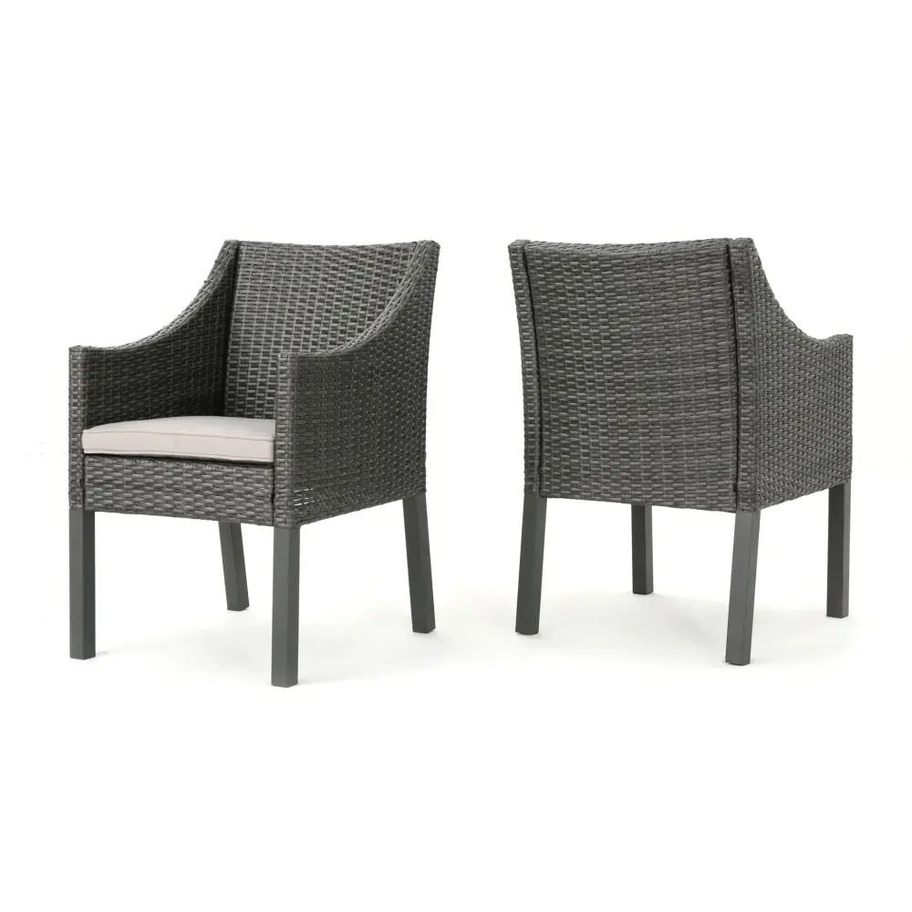 Outdoor Rattan Dining Chair Straight Legs And Sloped Arms (Sey 2)